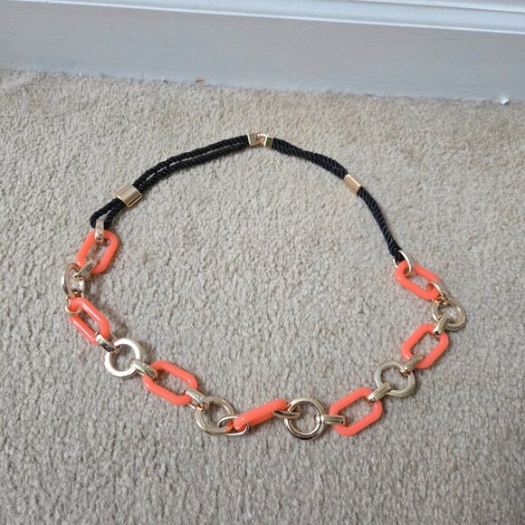 Vintage Chunky Chain Link Orange & Gold Statement Belt - Picture 1 of 9